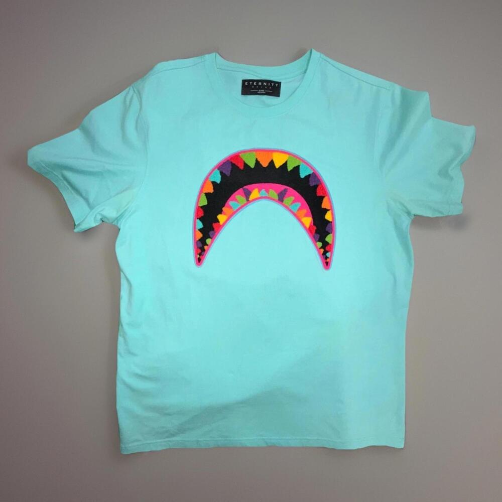 Eternity BC/AD Mens Shark Mouth Crew Neck Pullover T-Shirt Size XL Mint Green